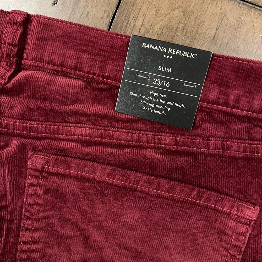 Banana Republic High Rise Burgundy Slim Corduroy Pant  size 33/16 It#L17‎ - Picture 4 of 9